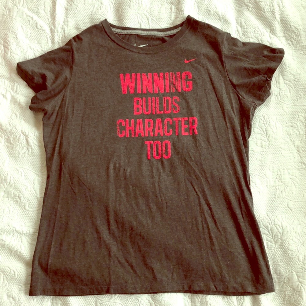 Nike Workout Shirt “Winning Builds Character Too”